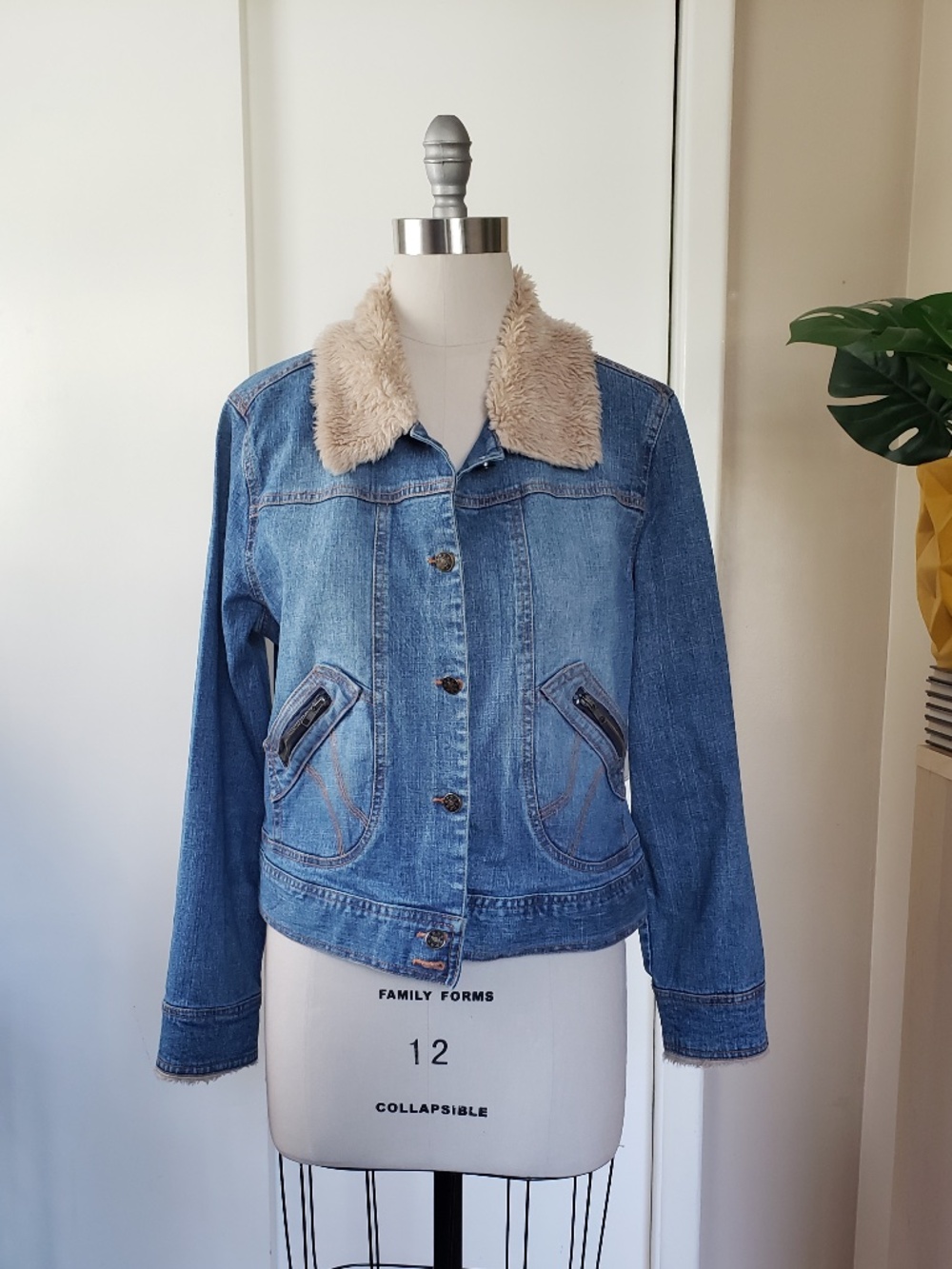 Paris Blues Outerwear Faux Fur Denim Jacket Size XL